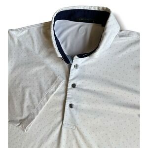 Greyson Clothiers Mens Large White Blue Micro Dot Golf Polo Shirt Performance L